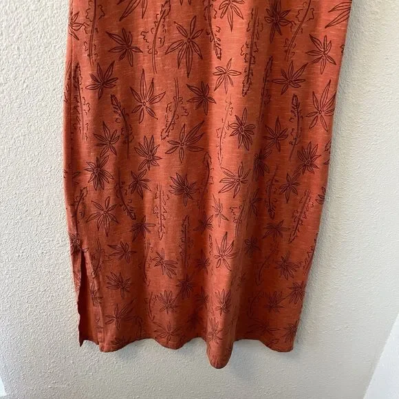 Toad & Co Midi Dress Size XS Samba Paseo Tencel Organic Cotton Burnt Orange Palm - Picture 11 of 16
